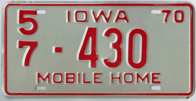 Iowa mobile home license plate